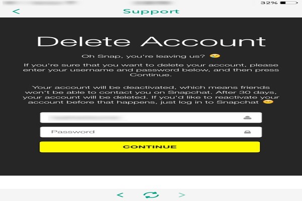 deleting snapchat account 