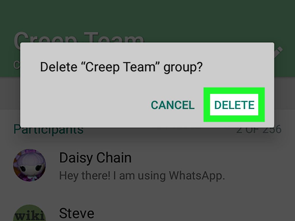 deleting whatsapp group 